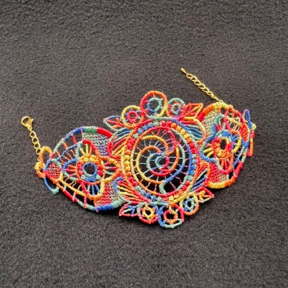 Simply Quilted Jewelry - Homemade Multicolored Lace Bracelet
